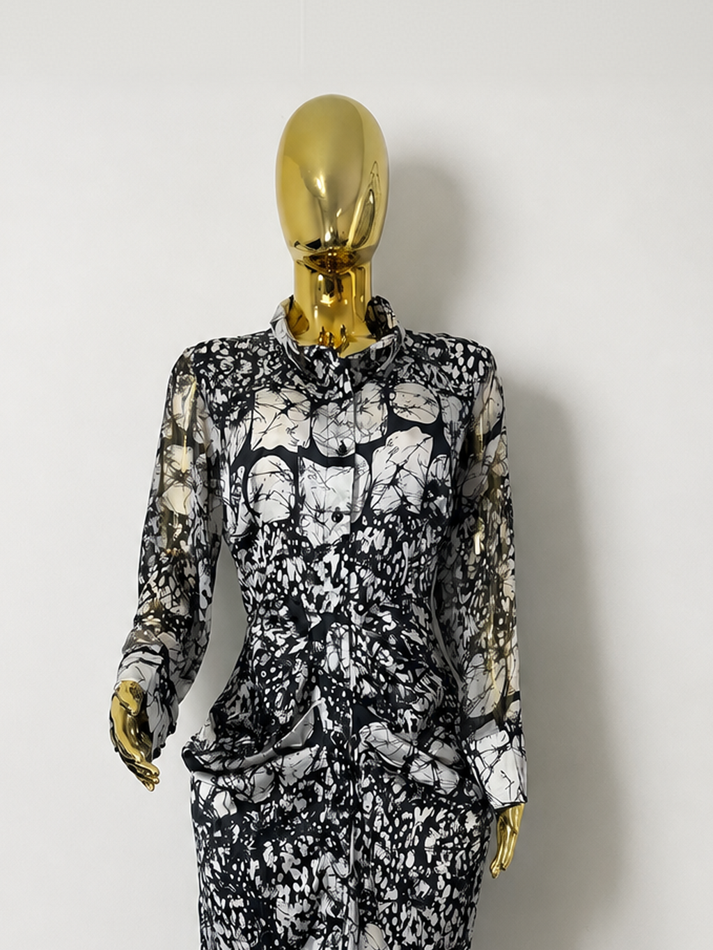 Black and white silk dress