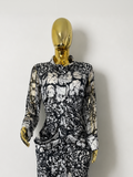 Black and white silk dress