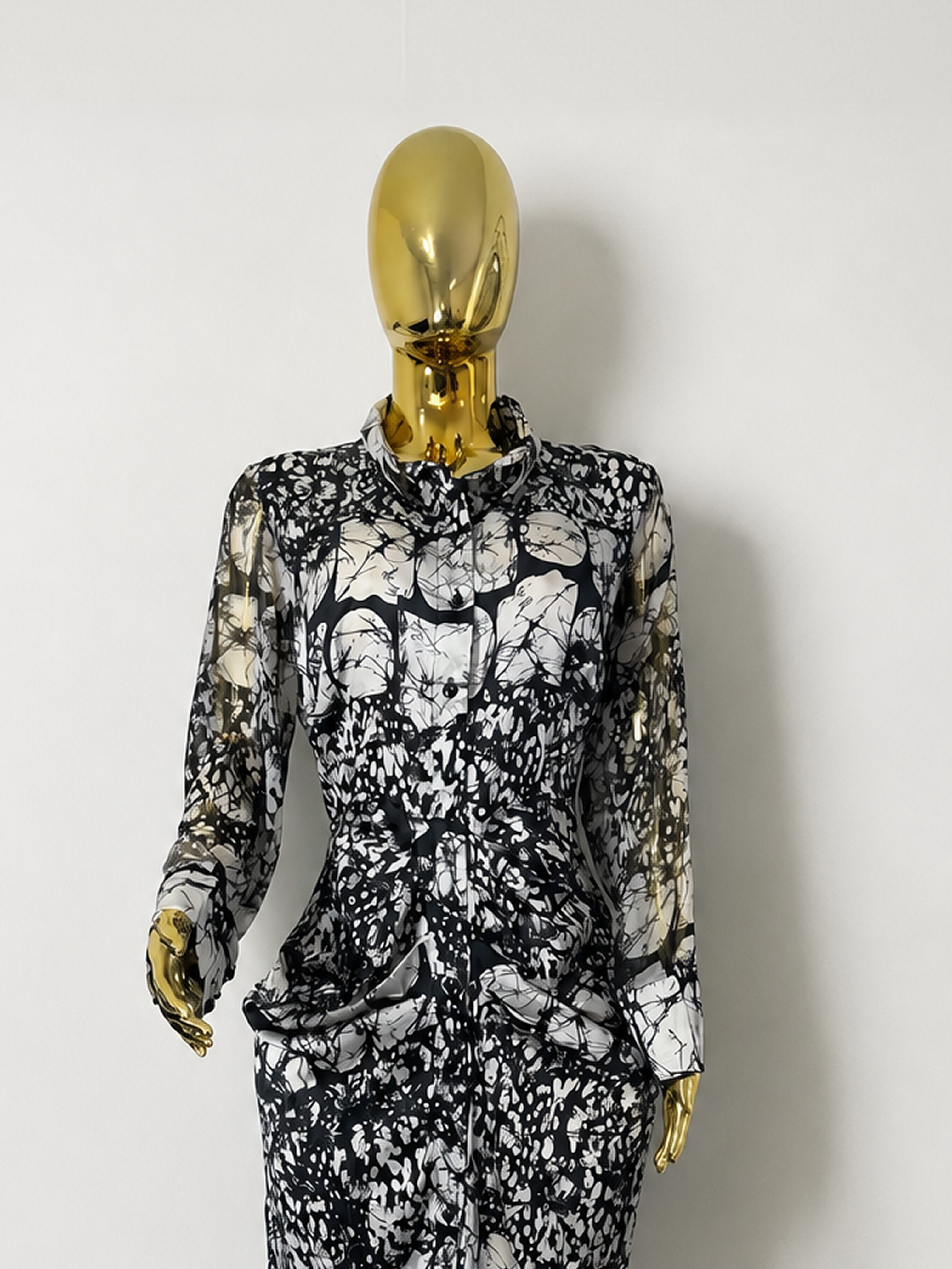 Black and white silk dress